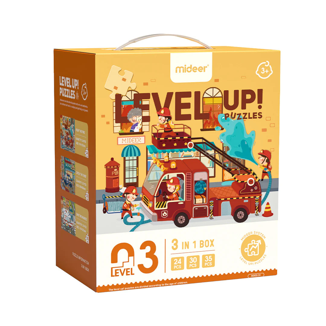 Mideer 3 in 1 Level Up Puzzles - Level 3: Busy Community Helpers