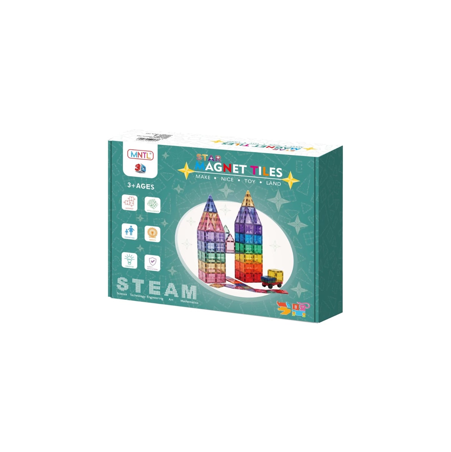 MNTL Magnetic Tiles – 108 Pieces Set